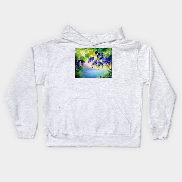 Grapes at dawn Kids Hoodie by OLHADARCHUKART